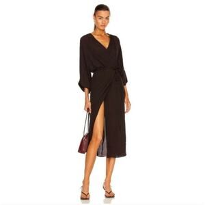 Haight brown wrap midi dress